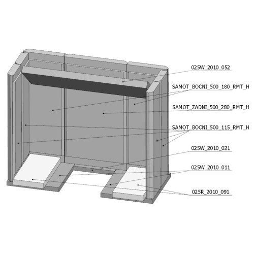 Šamotová komora komplet KV 025W 02 (B)